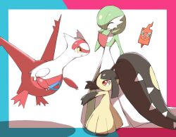 Rule 34 | bob cut, claws, colored skin, creatures (company), dress, extra mouth, game freak, gardevoir, gen 3 pokemon, gen 4 pokemon, green hair, hair over one eye, latias, legendary pokemon, mawile, multicolored skin, nintendo, open mouth, pokemon, pokemon (creature), red eyes, rotom, rotom phone, shabana may, simple background, smile, smirk, two-tone skin, white background, white dress, white skin, yellow eyes, yellow skin