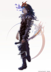 Rule 34 | 1boy, armor, blue hair, fire, glowing, glowing eye, grey eyes, helmet, holding sword, keun ju kim, magic, male focus, solo, sword, weapon