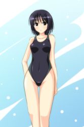 Rule 34 | 1girl, amagami, black eyes, black hair, competition swimsuit, nak yama, nanasaki ai, one-piece swimsuit, short hair, swimsuit