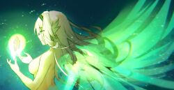 firefly_(honkai:_star_rail) green_wings highres honkai:_star_rail honkai_(series) nude white_hair wings