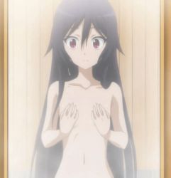 Rule 34 | 1girl, animated, animated gif, black hair, flat chest, lowres, nude, ore twintail ni narimasu, red eyes, solo, tsube aika