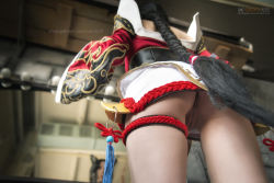 Rule 34 | 1girl, ahri (league of legends), ass, black hair, blush, braid, cosplay, from behind, league of legends, long hair, no panties, photo (medium), pussy, robe, single braid, solo, tagme, thigh gap, uncensored, upskirt, vandych, very long hair