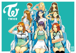 Rule 34 | 6+girls, chaeyoung (twice), cheer up (song), dahyun (twice), jeongyeon (twice), jihyo (twice), jyp entertainment, logo, makkunsta, mina (twice), momo (twice), multiple girls, nayeon (twice), photo-referenced, real life, sana (twice), skirt, smile, twice (group), tzuyu (twice)