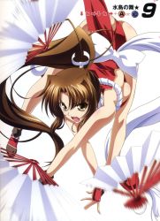 Rule 34 | 1girl, ass, breasts, brown eyes, brown hair, hand fan, fatal fury, folding fan, highres, izumi mahiru, long hair, queen&#039;s blade, queen&#039;s gate, revealing clothes, shiranui mai, sideboob, snk, solo, the king of fighters