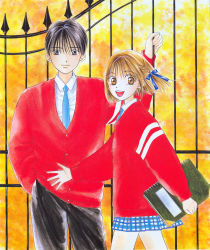 Rule 34 | 1990s (style), arima souichirou, couple, highres, kareshi kanojo no jijou, miyazawa yukino, school uniform, serafuku, sweater, tagme