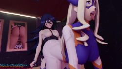 Rule 34 | 2girls, 3d, ahegao, animated, black hair, blonde hair, blue eyes, bodysuit, boku no hero academia, bouncing breasts, breasts, clothed sex, doggystyle, futa with female, futanari, large breasts, long hair, looping animation, mask, medium breasts, midnight (boku no hero academia), mount lady, multiple girls, open mouth, pixel-perry, purple eyes, sex, sex from behind, smile, sound, superhero costume, tongue, tongue out, video, video