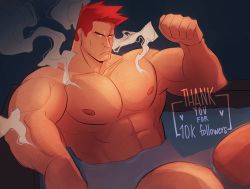 Rule 34 | 1boy, abs, arm hair, bara, bathtub, boku no hero academia, chest hair, collarbone, completely nude, endeavor (boku no hero academia), facial hair, highres, large pectorals, leg hair, looking at viewer, male focus, mature male, milestone celebration, muscular, muscular male, nipples, nude, partially submerged, pectorals, pout, scar, scar across eye, scar on face, short hair, sideburns, solo, spiked hair, steam, stormcallart, stubble