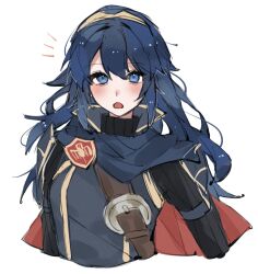 Rule 34 | 1girl, blue eyes, blue hair, blush, cape, fire emblem, fire emblem awakening, highres, long hair, lucina (fire emblem), nintendo, open mouth, ru riirst, solo, tiara, turtleneck, upper body