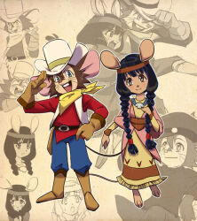 Rule 34 | an american tail, an american tail: fievel goes west, an american tail: the treasure of manhattan island, animal ears, belt, black hair, blue eyes, blue pants, boots, brown eyes, brown fur, cholena, cowboy hat, don bluth, fievel mousekewitz, hat, mouse (animal), mouse ears, mouse nose, mouse tail, nose, open mouth, outfits, pants, scarf, smile, tail, teeth, universal studios, whiskers