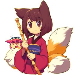 Rule 34 | + +, 2girls, animal ears, bamboo broom, blush stickers, bob cut, borrowed character, broom, brown eyes, brown hair, closed mouth, crossover, fox ears, fox tail, goggles, goggles on head, japanese clothes, kimono, korone (metata), kukuri (mawaru), long sleeves, looking at viewer, metata, multiple girls, multiple tails, obi, original, red hair, red kimono, sash, short hair, simple background, smile, tail, white background