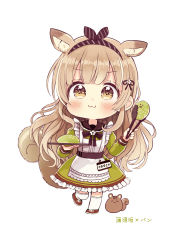 Rule 34 | + +, 1girl, :3, absurdres, animal, animal ears, apron, blush, bread, brown eyes, brown footwear, brown hair, brown sailor collar, chibi, closed mouth, commentary request, dress, food, frilled apron, frills, full body, green dress, highres, holding, holding tray, long hair, long sleeves, looking at viewer, melon bread, original, personification, sailor collar, sailor dress, sakura oriko, shoes, simple background, solo, squirrel, squirrel ears, squirrel girl, squirrel tail, tail, thighhighs, tongue, translation request, tray, very long hair, white apron, white background, white thighhighs