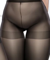 Rule 34 | 1girl, arm behind back, black pantyhose, close-up, commentary, crotch seam, fine fabric emphasis, genshin impact, gluteal fold, legs together, lower body, pantyhose, shenhe (genshin impact), simple background, skin tight, solo focus, terebi (shimizu1996), thigh gap, thighband pantyhose, unfinished, white background