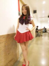 Rule 34 | 1girl, bishoujo senshi sailor moon, cosplay, idol, j-pop, kuribayashi minami, photo (medium), real life, red skirt, sailor mars, sailor mars (cosplay), singer, skirt, solo focus, tagme