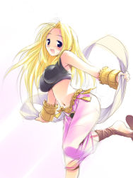 Rule 34 | 1girl, blonde hair, blush, breasts, dancer, dancer (fft), final fantasy, final fantasy tactics, hima, jewelry, long hair, lots of jewelry, lowres, midriff, open mouth, solo