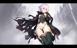 Rule 34 | 1girl, bandaged arm, bandages, bare shoulders, black gloves, black legwear, black panties, blue eyes, breasts, cape, character name, copyright name, dagger, dobunezumi, fate/apocrypha, fate (series), fingerless gloves, gloves, gluteal fold, highleg, highleg panties, highres, jack the ripper (fate/apocrypha), knife, letterboxed, looking at viewer, navel, panties, partially visible vulva, scar, short hair, silver hair, single glove, small breasts, solo, underwear, weapon