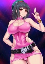Rule 34 | 10s, 1girl, alternate costume, bare shoulders, belt, black hair, blush, bodycon, bracelet, breasts, cleavage, collarbone, dress, fingernails, g-string, hat, hip focus, hip vent, ishimiso (ishimura), jewelry, kantai collection, large breasts, long fingernails, microdress, nail polish, naughty face, navel, panties, pink panties, red eyes, revealing clothes, seductive smile, shiny skin, short hair, skin tight, skindentation, smile, solo, takao (kancolle), thick thighs, thigh gap, thighs, thong, underwear, v, whale tail (clothing), wide hips