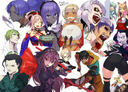 Rule 34 | 6+boys, 6+girls, :d, ;), ^ ^, ainezu, altera (fate), altera the santa (fate), animal ears, aqua hair, arash (fate), armor, artoria pendragon (fate), ass, assassin (fate/zero), bare back, bare shoulders, beard, bike shorts, black gloves, black hair, black legwear, black sclera, blonde hair, blush, bodysuit, bow (weapon), bowl, braid, breasts, brown eyes, brown hair, caligula (fate), cellphone, chopsticks, circlet, cleavage, closed eyes, colored sclera, covered navel, dango, dark-skinned female, dark skin, david (fate), detached sleeves, diarmuid ua duibhne (lancer) (fate), earmuffs, earrings, edward teach (fate), excalibur (fate/stay night), facial hair, fake facial hair, fake mustache, fate/extra, fate/extra ccc, fate/extra ccc fox tail, fate/grand order, fate/prototype, fate/prototype: fragments of blue and silver, fate/zero, fate (series), food, forehead, fox ears, gae bolg (fate), gilles de rais (caster) (fate), glasses, gloves, green eyes, green hair, hair between eyes, hassan of serenity (fate), holding, holding bow (weapon), holding knife, holding polearm, holding sword, holding weapon, hood, hug, jacket, jekyll and hyde (fate), jewelry, kiyohime (fate), knife, long hair, looking at viewer, mask, unworn mask, miyamoto musashi (fate), miyamoto musashi (third ascension) (fate), multiple boys, multiple girls, mysterious heroine x alter (fate), navel, neck ring, one eye closed, open mouth, pauldrons, penthesilea (fate), phone, polearm, ponytail, purple hair, red eyes, sash, scathach (fate), sheep, short hair, shoulder armor, simple background, skirt, smartphone, smile, spear, suzuka gozen (fate), sword, tattoo, teeth, thighhighs, veil, wagashi, weapon, white background, white hair