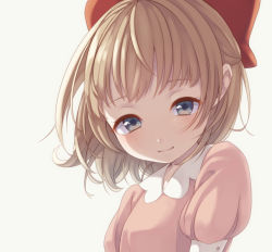 Rule 34 | 1girl, blonde hair, blue eyes, bow, close-up, dress, hair bow, highres, looking at viewer, mother (game), mother 2, nintendo, paula (mother 2), pink dress, ribbon, shifumame, smile, solo