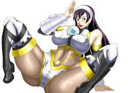 Rule 34 | 1girl, armor, ass, bad anatomy, black hair, bodysuit, boots, breasts, covered erect nipples, fairy tail, hairband, huge ass, long hair, orb, thick thighs, thighs, ultear milkovich
