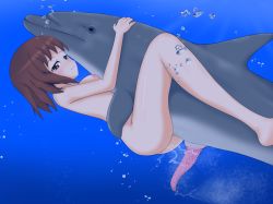 Rule 34 | 1girl, aftersex, bestiality, blush, breasts, cum, dolphin, original, penis, rgm79 (pixiv1507783), tagme, thighs, uncensored, underwater