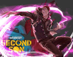Rule 34 | 1boy, beanie, delsin rowe, electricity, hat, idachi, infamous, infamous second son, male focus, red eyes, solo