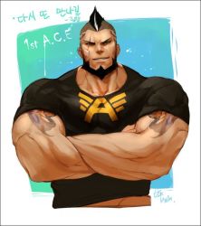Rule 34 | 1boy, abs, alternate costume, arm tattoo, bandaid, bandaid on cheek, bandaid on face, bara, bare pectorals, beard, black hair, black shirt, blouse, bulge, cyphers, damian doyle (cyphers), dark-skinned male, dark skin, facial hair, gomtang, large pectorals, male focus, male pubic hair, mature male, mohawk, muscular, muscular male, navel, navel hair, nipples, pectoral cleavage, pectorals, pubic hair, shirt, short hair, sideburns, sidepec, solo, stomach, stubble, tattoo, thick thighs, thighs, third-party source