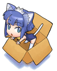 Rule 34 | 1girl, 2k-tan, animal ears, bell, box, cardboard box, cat ears, cat tail, glasses, in box, in container, os-tan, solo, tail