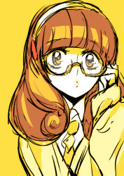 Rule 34 | 10s, 1girl, bespectacled, blonde hair, glasses, hairband, kise yayoi, pout, precure, short hair, smile precure!, solo, tima, white hairband, yellow eyes
