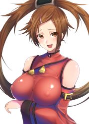 Rule 34 | 1girl, :d, arm belt, bad id, bad pixiv id, belt buckle, blush, breasts, brown eyes, brown hair, buckle, china dress, chinese clothes, covered erect nipples, detached sleeves, dress, guilty gear, guilty gear xrd, hair ornament, hairclip, highres, kuradoberi jam, large breasts, long hair, long sleeves, looking at viewer, open mouth, otsumami (otsu-mugi), red dress, shiny clothes, sleeveless, sleeveless dress, smile, solo, swept bangs, tassel, twintails, very long hair, wide sleeves