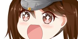 Rule 34 | + +, 10s, 1girl, brown eyes, brown hair, close-up, kantai collection, long hair, looking at viewer, nahaki, no nose, portrait, ryuujou (kancolle), simple background, sin-poi, solo, sparkling eyes, star-shaped pupils, star (symbol), symbol-shaped pupils, twintails, visor cap, white background