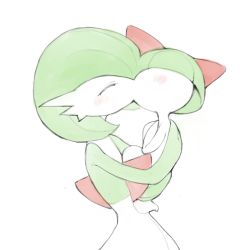 Rule 34 | 2others, age difference, bad id, blush, carrying, closed eyes, colored skin, creatures (company), game freak, gardevoir, gen 3 pokemon, green hair, green skin, hair over eyes, hair over one eye, hands up, happy, hug, kiss, multicolored skin, multiple others, nintendo, no humans, pokemon, pokemon (creature), ralts, short hair, simple background, sketch, standing, two-tone skin, white background, white skin, youjo modoki