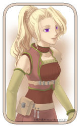 Rule 34 | 1990s (style), 1girl, blonde hair, breasts, final fantasy, final fantasy iv, gradient background, ponytail, retro artstyle, rosa farrell, solo
