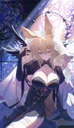 Rule 34 | 1girl, absurdres, animal ears, arknights, arm support, black gloves, blonde hair, breasts, chinese commentary, cleavage, cleavage cutout, clothing cutout, commentary request, dorothy (arknights), dorothy (hand of destiny) (arknights), eyelashes, frown, gem, gloves, half-closed eyes, hand up, head wings, highres, indoors, jewelry, large breasts, mouse ears, mouse girl, multiple wings, necklace, official alternate costume, pearl (gemstone), pearl necklace, procreate (medium), puffy sleeves, side slit, solo, stained glass, thighhighs, twisted torso, upper body, veil, white thighhighs, window, wings, xianyu guguzi, yellow eyes
