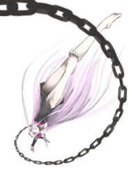 Rule 34 | 00s, 1girl, barefoot, chain, dress, fate/stay night, fate (series), feet, long hair, medusa (fate), medusa (rider) (fate), pink hair, simple background, solo, very long hair, yama