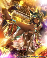 Rule 34 | 1girl, black hair, blush, breasts, cleavage, company name, dark-skinned female, dark skin, eu (euspia), jewelry, large breasts, long hair, looking at viewer, maboroshi juuhime, smile, solo, tongue, tongue out, yellow eyes