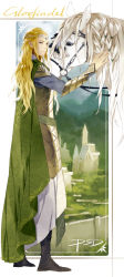 Rule 34 | 1boy, animification, armor, artist name, blonde hair, cape, dated, elf, glorfindel, horse, male focus, middle earth, outside border, pointy ears, psd, signature, solo, the lord of the rings, the silmarillion, tolkien&#039;s legendarium, tolkien's legendarium