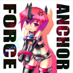 Rule 34 | elbow gloves, fang, gloves, harness, purple eyes, r-type, r-type delta, red eyes, red hair, short hair, stocks, tagme, thighhighs