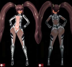 Rule 34 | 1girl, 3d, action taimanin, adapted costume, alternate color, alternate costume, alternate hairstyle, animal ears, ass, bikini, blush, bodysuit, breasts, brown hair, curvy, dark skin, hands on own hips, highres, huge ass, impossible bodysuit, impossible clothes, lilith-soft, long hair, looking to the side, mizuki yukikaze, official alternate costume, one-piece tan, pink eyes, screencap, shiny clothes, shiny skin, small breasts, smile, standing, swimsuit, taimanin (series), taimanin yukikaze, tan, tanline, thighs, thong bikini, twintails, very long hair, wide hips