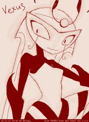 Rule 34 | 1girl, android, itimu, monochrome, my life as a teenage robot, robot, sketch, solo, vexus