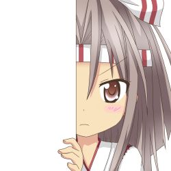Rule 34 | 10s, 1girl, brown eyes, brown hair, headband, japanese clothes, kantai collection, looking at viewer, nagineko, peeking out, solo, transparent background, zuihou (kancolle)