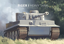 Rule 34 | artist name, dated, day, highres, military, military vehicle, motor vehicle, no humans, original, outdoors, smoke, spacebar hobby, tank, tiger i