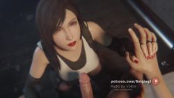 Rule 34 | 1boy, 1girl, 3d, animated, black hair, blowing kiss, breasts, bulgingsenpai, clothed female nude male, cum, cum in mouth, cum on tongue, deepthroat, earrings, ejaculation, eyebrows, eyelashes, facial, fellatio, final fantasy, final fantasy vii, fingerless gloves, fingernails, gloves, handjob, hetero, holding hands, interlocked fingers, jewelry, kneeling, large breasts, lips, lipstick, long fingernails, looking at viewer, makeup, nude, on floor, one eye closed, open mouth, oral, penis, pov, pov hands, red eyes, red lips, red nails, runny makeup, saliva, smile, solo focus, sound, tagme, teasing, tifa lockhart, tongue, tongue out, uncensored, v, video, wince