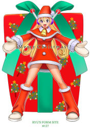 Rule 34 | 1girl, blonde hair, christmas, robot ears, ryu (ryu&#039;s form site), santa costume, solo, tagme