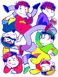 Rule 34 | 10s, 6+boys, ;), ;3, adjusting eyewear, blush stickers, brothers, cat, esper nyanko, glasses, hand in pocket, head rest, heart, heart in mouth, hood, hoodie, jitome, male focus, matsuno choromatsu, matsuno ichimatsu, matsuno jyushimatsu, matsuno karamatsu, matsuno osomatsu, matsuno todomatsu, messy hair, multiple boys, one eye closed, osomatsu-kun, osomatsu-san, osomatsu (series), sextuplets, siblings, sleeves past wrists, smile, sunglasses, turpentine (pin), upside-down, wiping nose