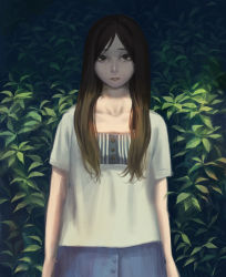 1girl collarbone female_focus long_hair looking_at_viewer original outdoors parted_bangs parted_lips shadow solo standing tunapon01