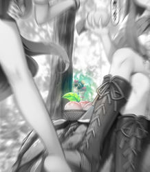 Rule 34 | 3girls, bags under eyes, barefoot, basket, behind tree, blonde hair, blurry, boots, bow, bracelet, chima q, commentary request, cross-laced footwear, crossed legs, debt, depth of field, drill hair, eyewear on head, food, forest, fruit, greyscale, hat, hinanawi tenshi, holding, holding food, holding fruit, jewelry, kneepits, leaning forward, long hair, looking at another, mini hat, mini top hat, monochrome, motion blur, multiple girls, nature, outdoors, peach, puffy short sleeves, puffy sleeves, reaching, red bow, rock, round eyewear, shaded face, short sleeves, sitting, solo focus, spot color, standing, sunglasses, tiptoes, top hat, touhou, tree, twin drills, very long hair, yorigami jo&#039;on, yorigami shion