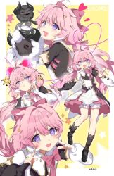 Rule 34 | + +, 1girl, :d, encore (wuthering waves), asymmetrical sleeves, black footwear, black socks, blue eyes, bow, bowtie, detached sleeves, dress, long hair, looking at viewer, open mouth, pink bow, pink hair, sheep, smile, socks, solo, standing, wuthering waves, you guo chaocai