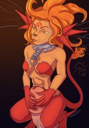 Rule 34 | 1girl, absurdres, breasts, claws, collar, demon, demon girl, fairy, fairy wings, furry, highres, jue (ys), penis, red eyes, red hair, sacrificabominat, size difference, tail, wings, ys, ys vi, ys vi ark of napishtim
