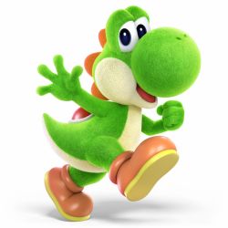 Rule 34 | 3d, colored skin, dinosaur, full body, green skin, highres, nintendo, official art, shoes, simple background, solo, super smash bros., tail, white background, yoshi