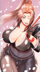 1girl breasts fatal_fury fatal_fury:_city_of_the_wolves highres huge_breasts long_hair shiranui_mai